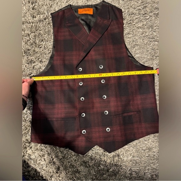 Men Italian maid statement Stylish Plaid Double-Breasted Vest - Picture 3 of 5